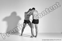 Underwear Martial art Man - Man White Moving poses Athletic Short Brown Dynamic poses Academic